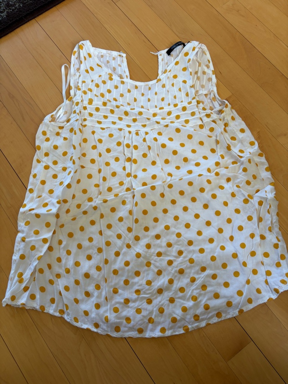 Doe & Rae White Tank Top with Yellow Polka Dots